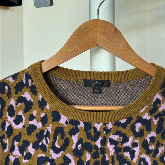 J Crew Leopard Wool Blend Crew Sweater Sz S - Picture 7 of 11